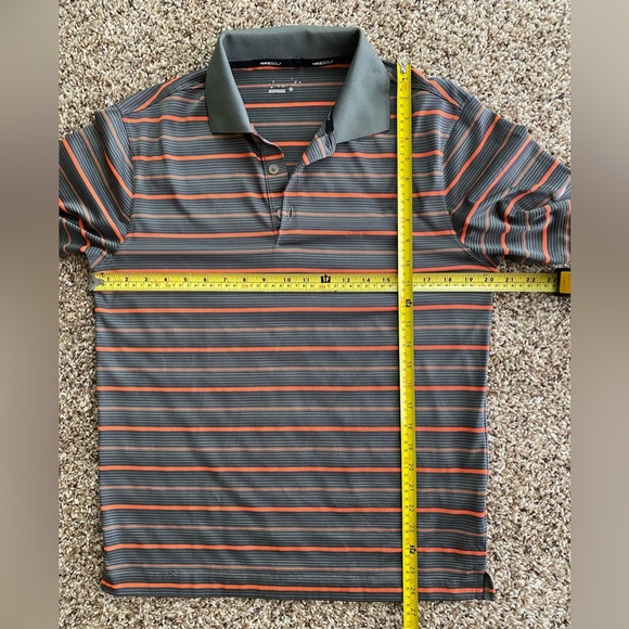 Nike golf polo shirt. Dry-fit. Gray orange Stripes.men's S - Picture 9 of 10